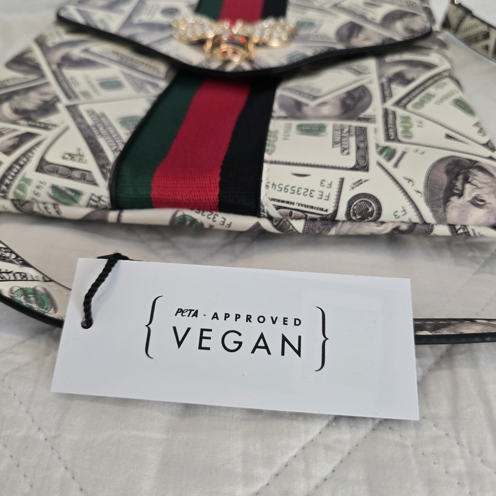 Queen Bee Dollar Bills Styled Crossbody‎ Messenger Bag Soulfina Collection - Picture 4 of 12